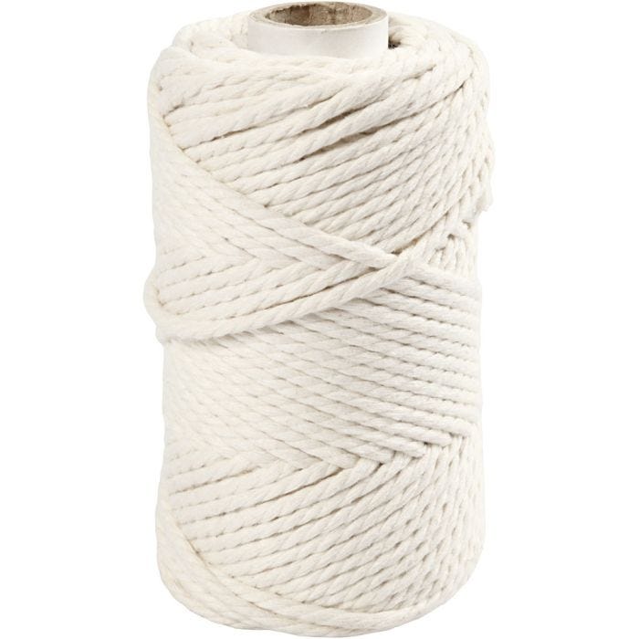 Cuerda de macramé, L. 55 M, dia 4 mm, blanquecino, 330 gr/ 1 rollo
