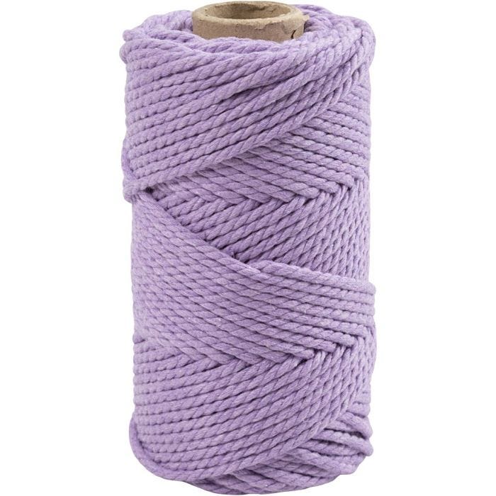 Cuerda de macramé, L. 55 M, dia 4 mm, morado, 330 gr/ 1 rollo