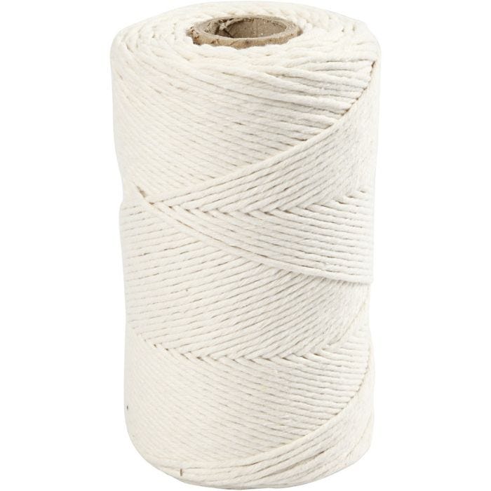 Cuerda de Macramé, L. 198 M, dia 2 mm, blanquecino, 330 gr/ 1 rollo