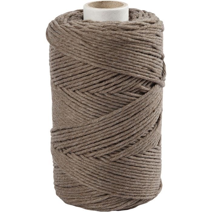 Cuerda de Macramé, L. 198 M, dia 2 mm, marrón claro, 330 gr/ 1 rollo