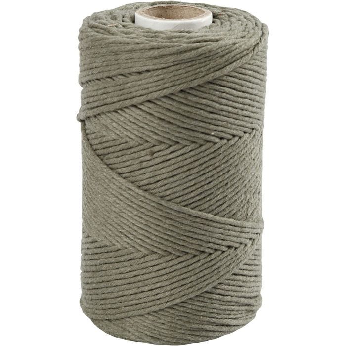 Cuerda de Macramé, L. 198 M, dia 2 mm, verde musgo, 330 gr/ 1 rollo