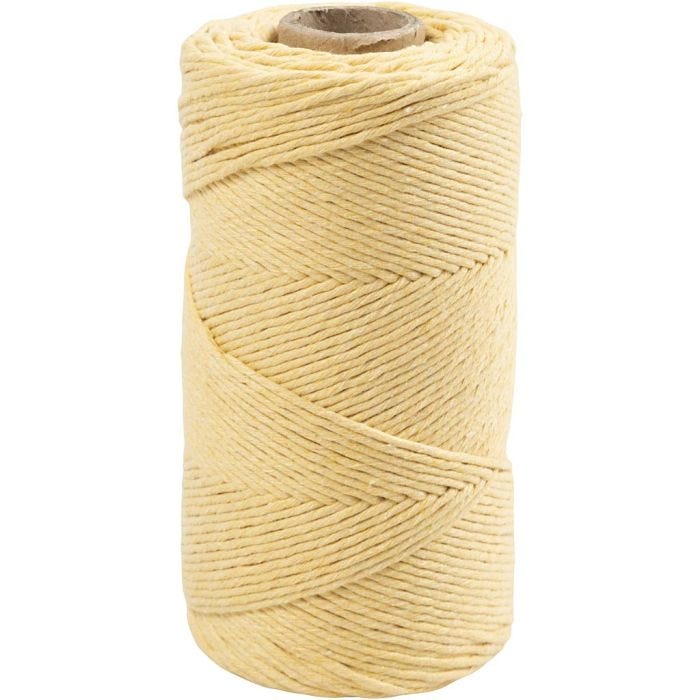 Cuerda de Macramé, L. 198 M, dia 2 mm, amarillo claro, 330 gr/ 1 rollo