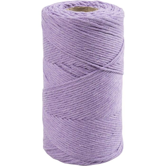 Cuerda de Macramé, L. 198 M, dia 2 mm, morado, 330 gr/ 1 rollo