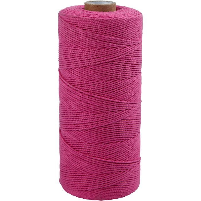 Cuerda de macramé, L. 315 M, grosor 1 mm, Calidad fina 12/12, rosa, 220 gr/ 1 bola