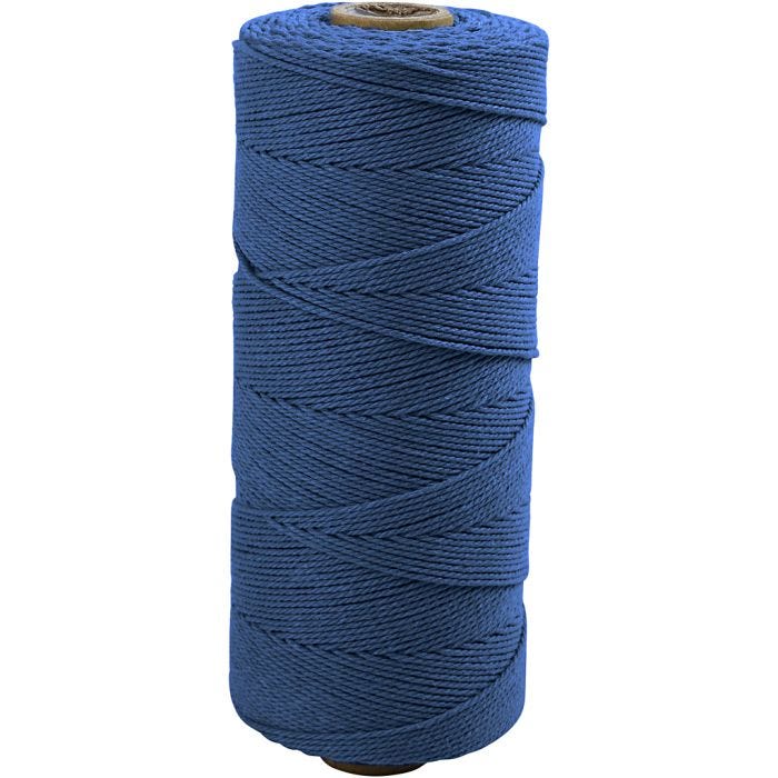 Cuerda de macramé, L. 315 M, grosor 1 mm, Calidad fina 12/12, azul, 220 gr/ 1 bola
