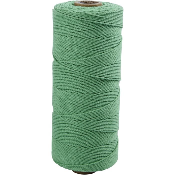 Cuerda de macramé, L. 315 M, grosor 1 mm, Calidad fina 12/12, verde claro, 220 gr/ 1 bola
