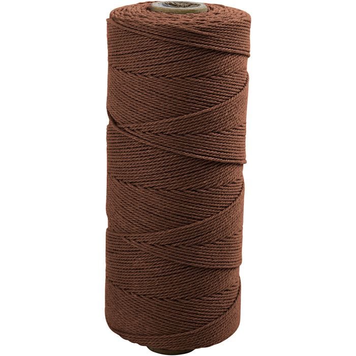 Cuerda de macramé, L. 315 M, grosor 1 mm, Calidad fina 12/12, marrón, 220 gr/ 1 bola