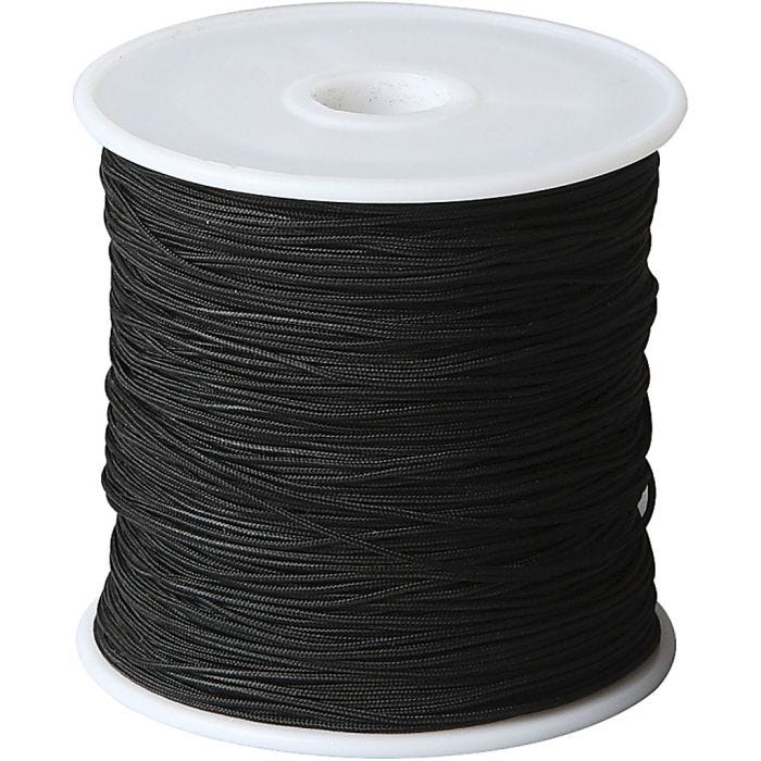Cuerda Poliéster, grosor 0,8 mm, negro, 50 m/ 1 rollo