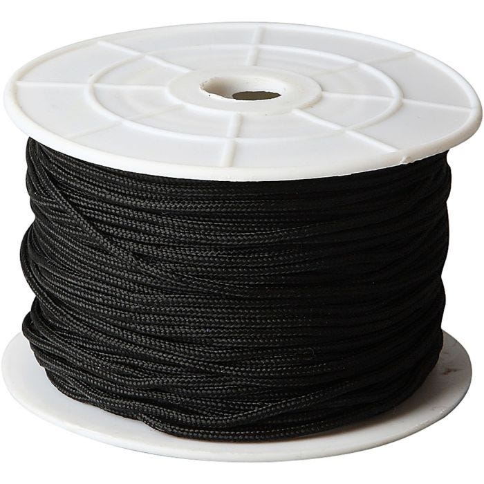 Cuerda Poliéster, grosor 1,8 mm, negro, 50 m/ 1 rollo