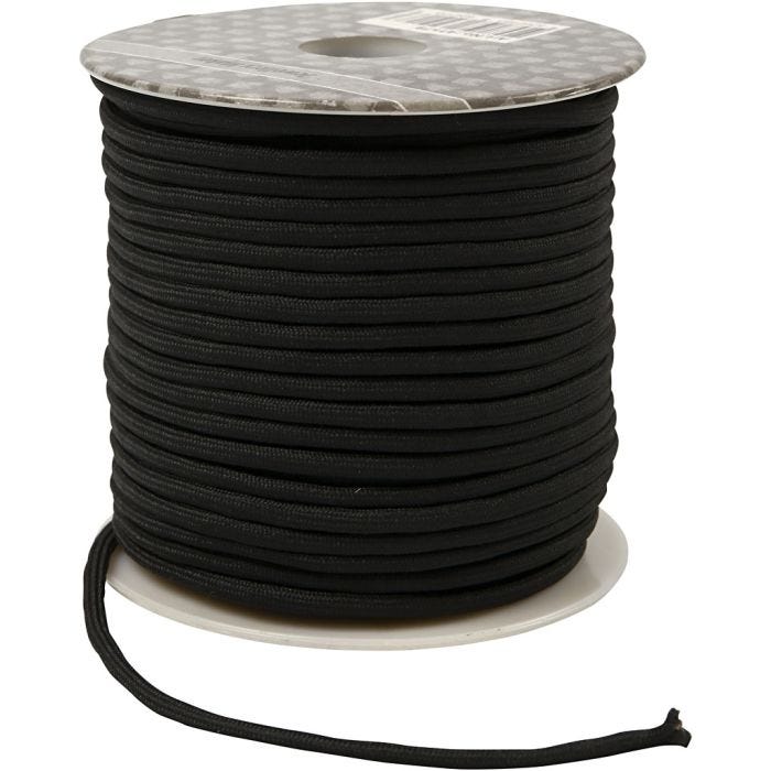 Cuerda poliéster, grosor 4 mm, negro, 40 m/ 1 rollo