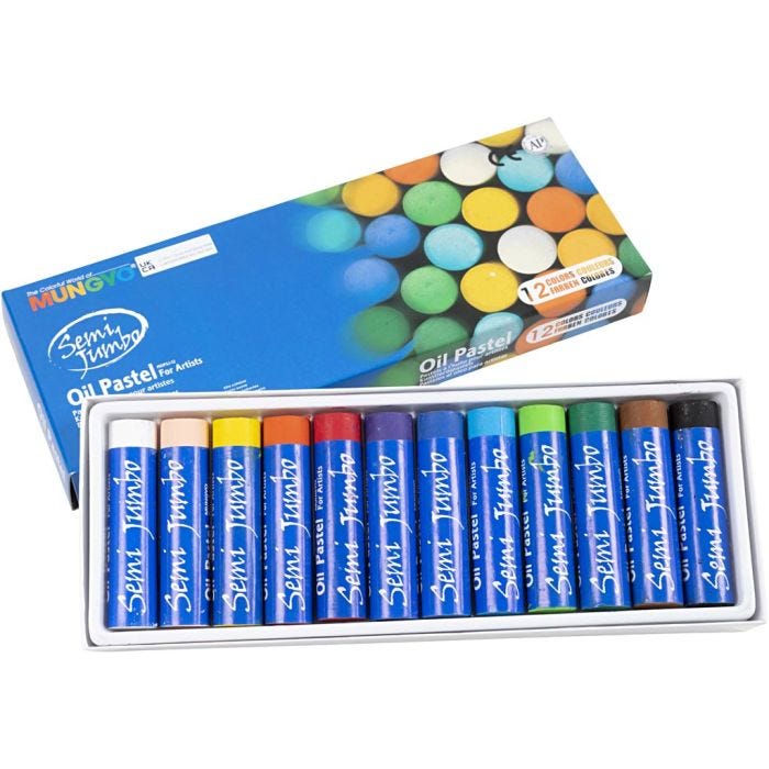 Pastel de aceite Mungyo Maxi, grosor 17 mm, surtido de colores, 12 ud/ 1 paquete