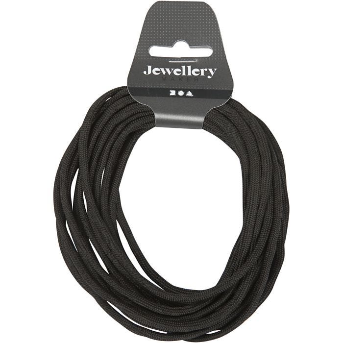 Cuerda de Nylon, A: 5 mm, negro, 4 m/ 1 rollo