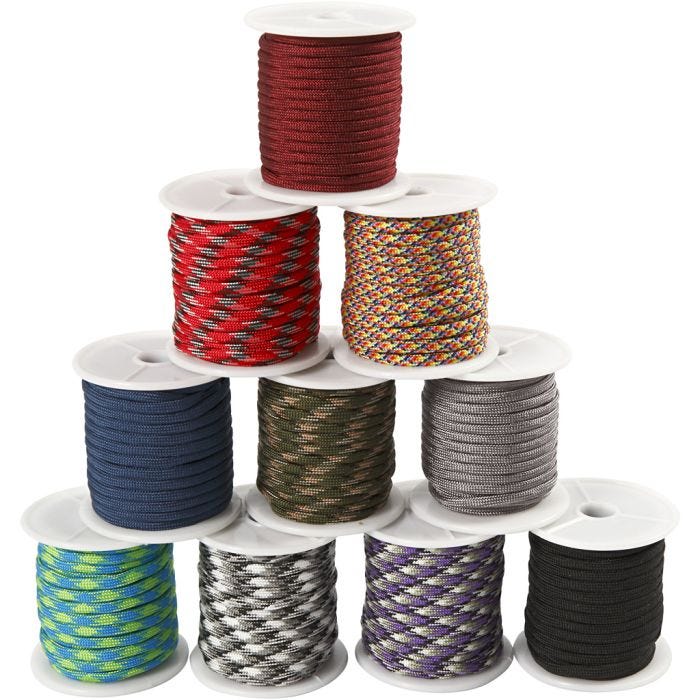 Cuerda de Nylon, A: 5 mm, surtido de colores, 10x10 m/ 1 paquete
