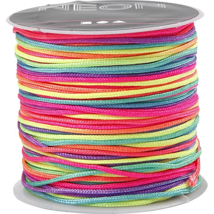 Cuerda de nylon, grosor 1 mm, colores neón, 28 m/ 1 rollo