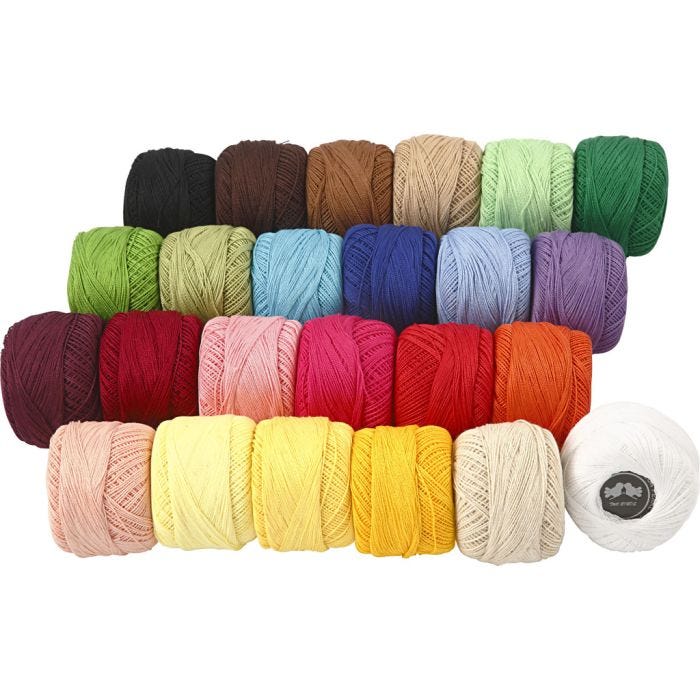 Hilo de Algodón Mercerizado, surtido de colores, 24x20 gr/ 1 paquete