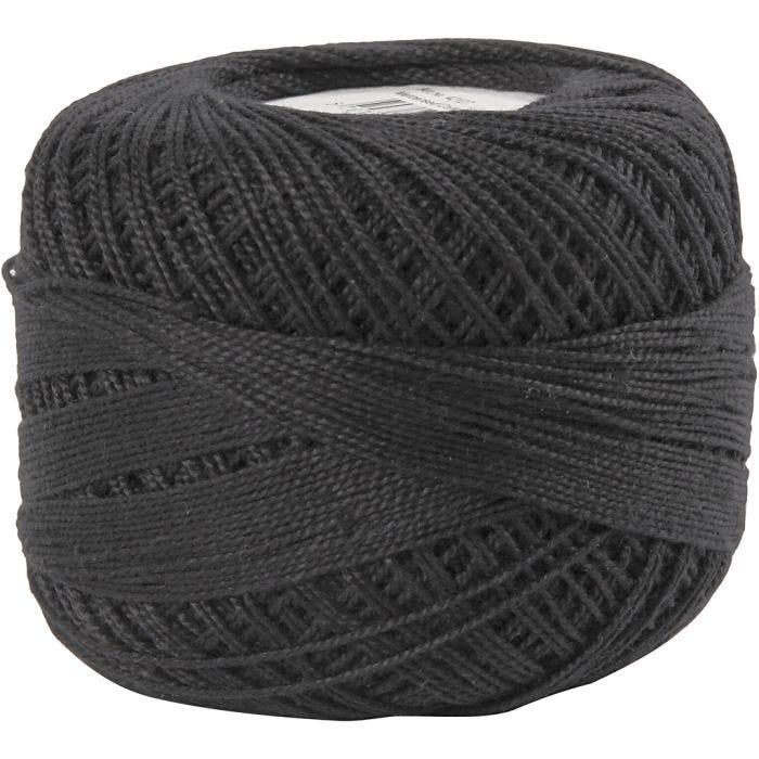 Hilo de Algodón Mercerizado, negro, 20gr/ 1 bola