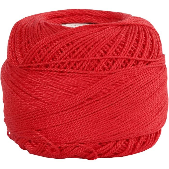 Hilo de Algodón Mercerizado, rojo, 20gr/ 1 bola