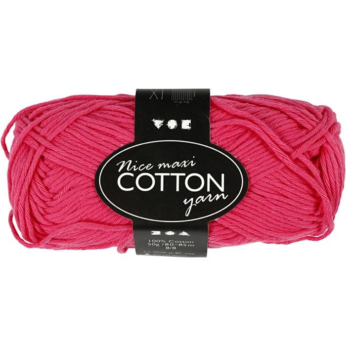 Lana de algodón, medida 8/8, L. 80-85 M, medidas maxi, rosa, 50 gr/ 1 bola