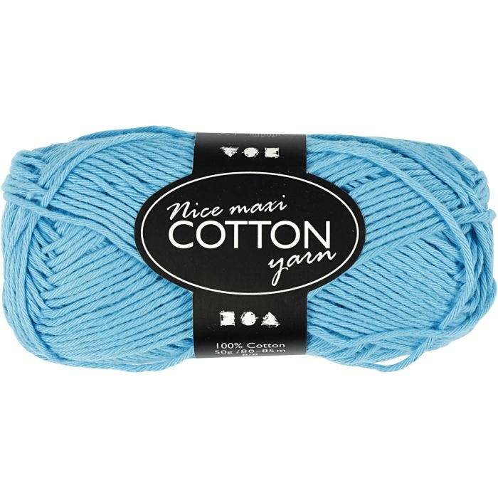 Lana de algodón, 8/8, L. 80-85 M, medidas maxi, turquesa, 50gr/ 1 bola