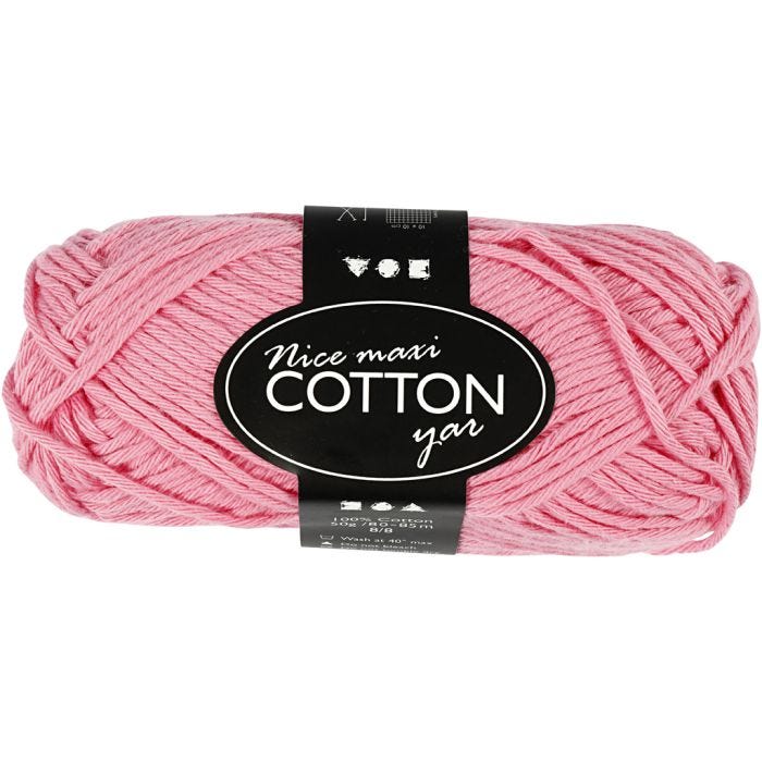 Lana de algodón, 8/8, L. 80-85 M, medidas maxi, rojo claro, 50gr/ 1 bola