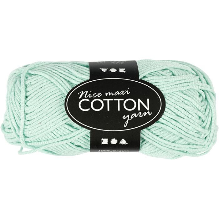 Lana de algodón, medida 8/8, L. 80-85 M, medidas maxi, verde claro, 50 gr/ 1 bola