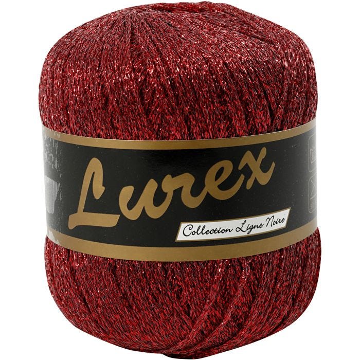 Hilo Lurex, L. 160 M, rojo, 25 gr/ 1 bola