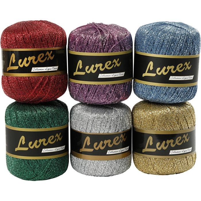 Hilo Lurex, L. 160 m, surtido de colores, 6x25 gr/ 1 paquete