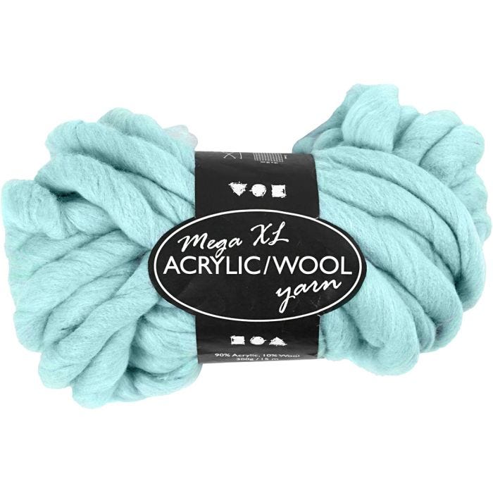 Hilo Grueso de Acrílico/Lana, 15 M, mega, turquesa, 300gr/ 1 bola