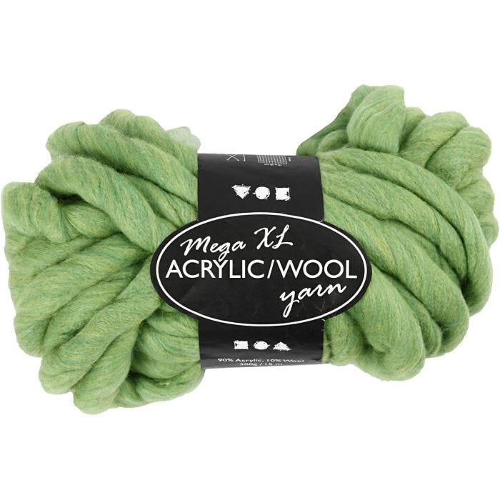 Hilo Grueso de Acrílico/Lana, 15 M, mega, verde lima, 300gr/ 1 bola