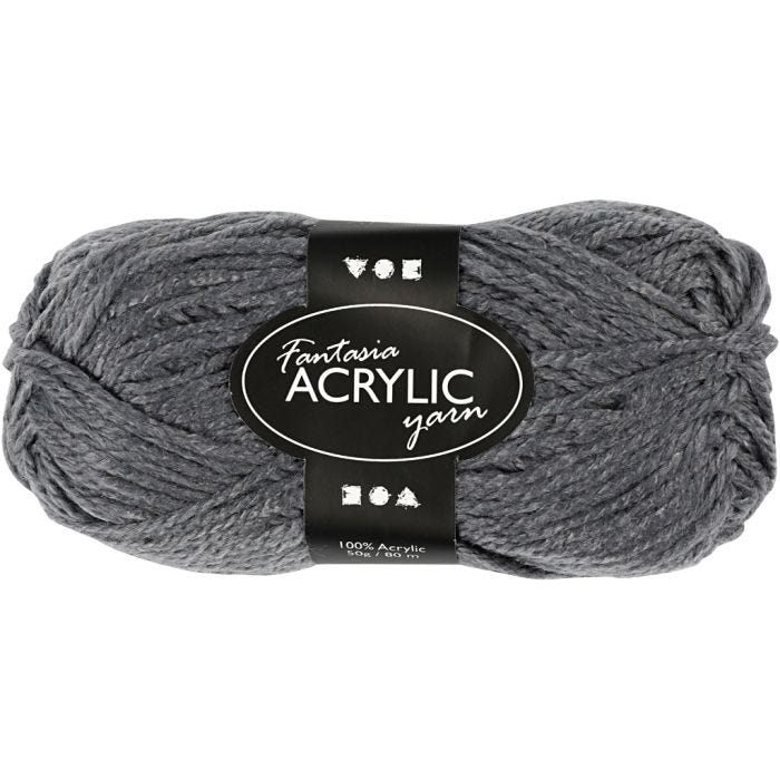 Fantasia lana acrílica, L. 80 M, gris, 50 gr/ 1 bola