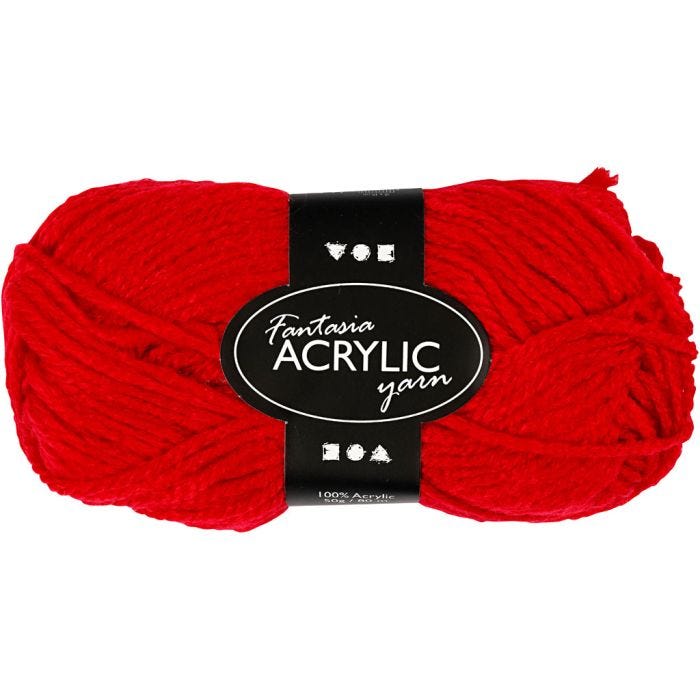 Fantasia lana acrílica, L. 80 M, rojo, 50 gr/ 1 bola