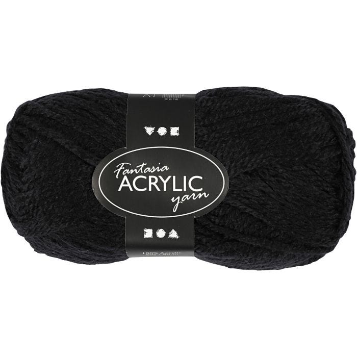 Fantasia lana acrílica, L. 80 M, negro, 50 gr/ 1 bola