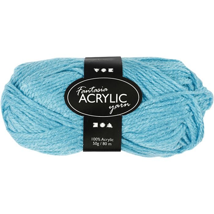 Fantasia lana acrílica, L. 80 M, turquesa, 50gr/ 1 bola