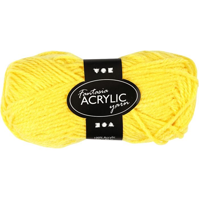Fantasia lana acrílica, 80 M, amarillo, 50gr/ 1 bola