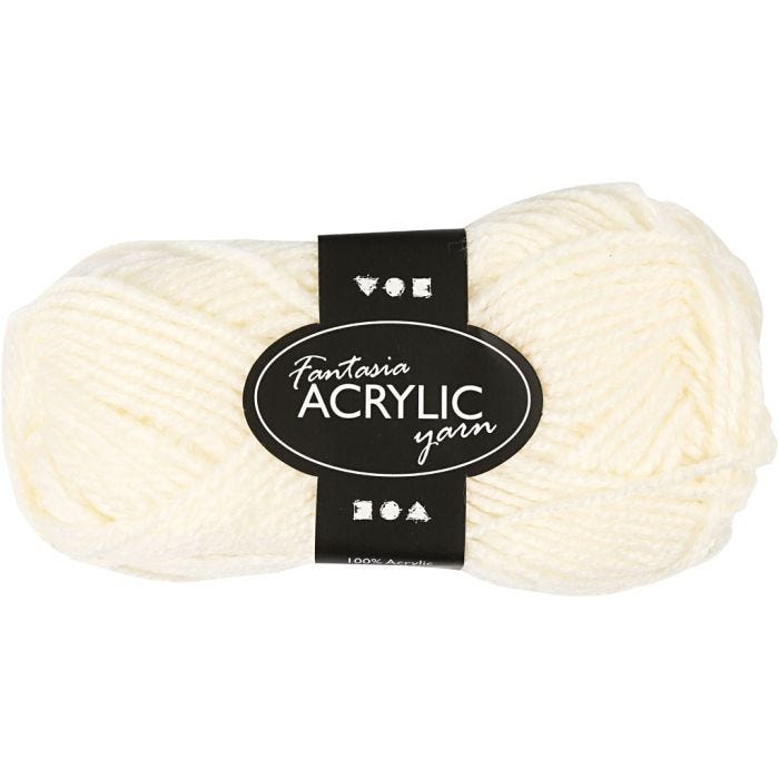 Fantasia lana acrílica, L. 80 M, blanquecino, 50 gr/ 1 bola