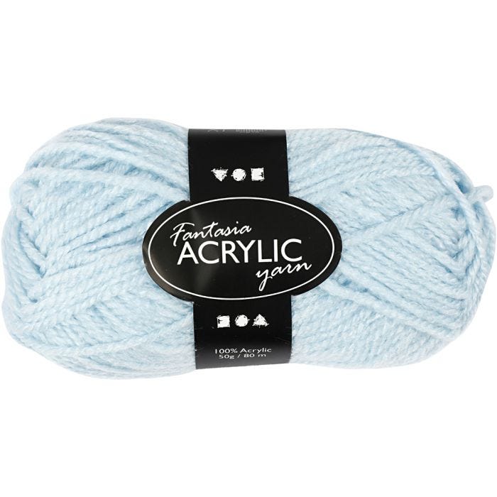 Fantasia lana acrílica, L. 80 M, azul claro, 50 gr/ 1 bola