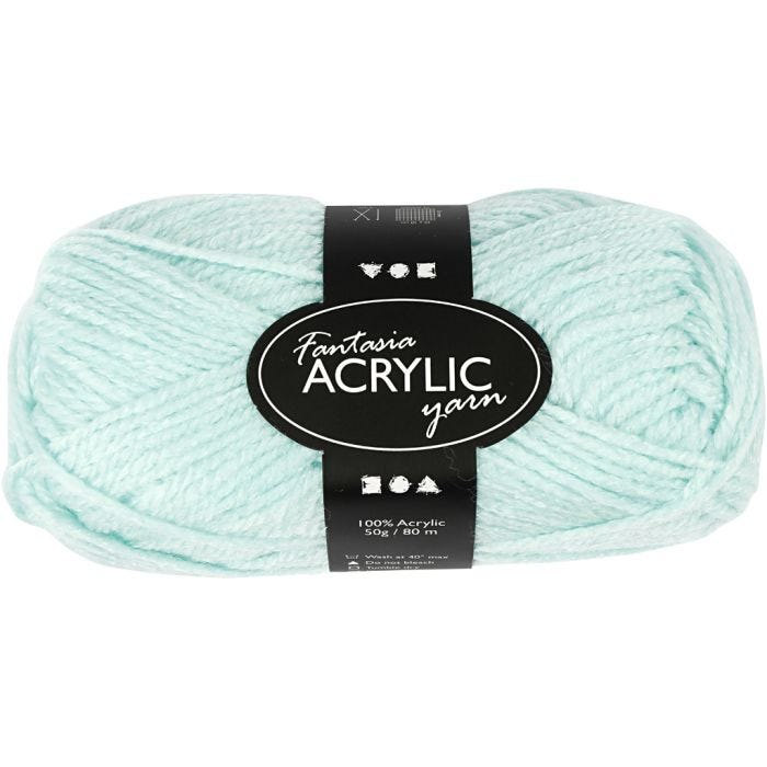 Fantasia lana acrílica, L. 80 M, verde menta, 50 gr/ 1 bola