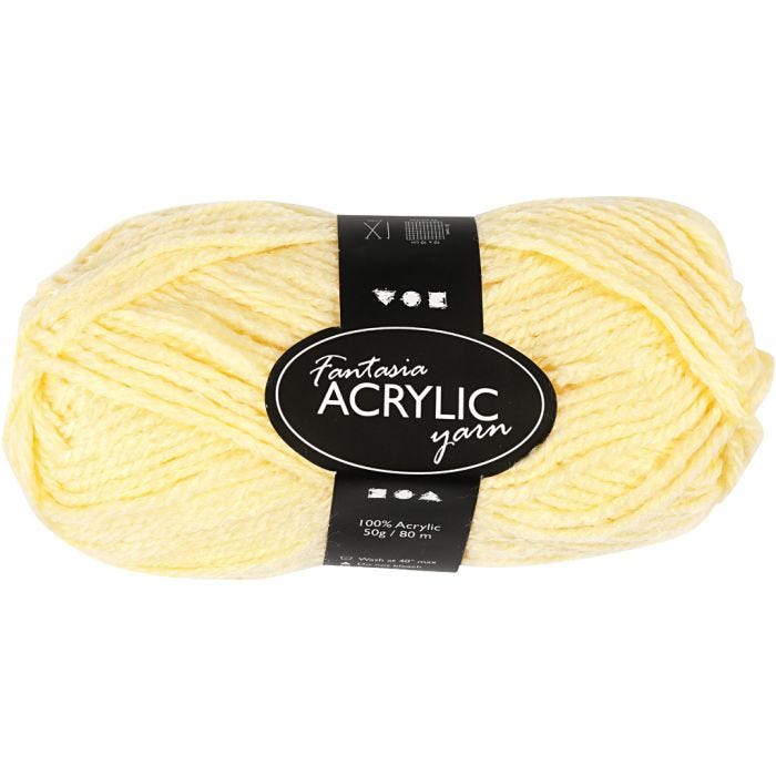 Fantasia lana acrílica, L. 80 M, amarillo claro, 50gr/ 1 bola