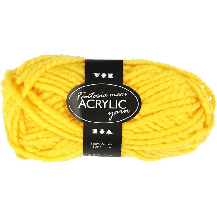 Fantasia Lana Acrílica, L. 35 M, Maxi, amarillo, 50 gr/ 1 bola