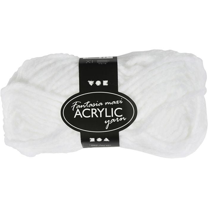 Fantasia lana acrílica, L. 35 M, Maxi, blanco, 50gr/ 1 bola