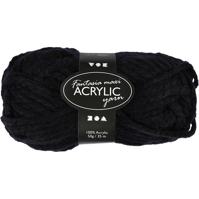 Fantasia Lana Acrílica, L. 35 M, Maxi, negro, 50 gr/ 1 bola