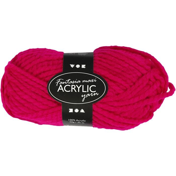 Fantasia lana acrílica, L. 35 M, Maxi, fucsia, 50 gr/ 1 bola