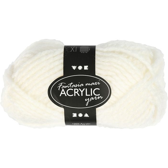 Fantasia Lana Acrílica, L. 35 M, Maxi, blanquecino, 50 gr/ 1 bola