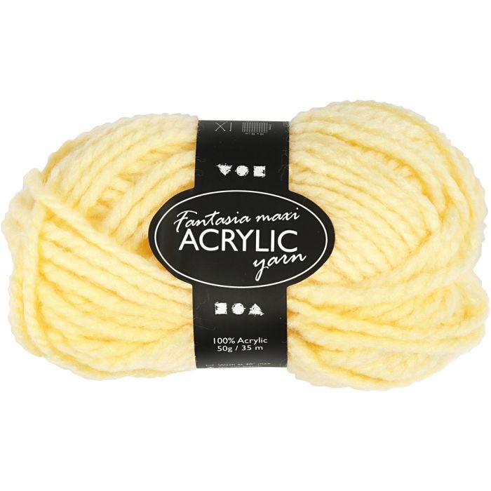 Fantasia Lana Acrílica, L. 35 M, Maxi, amarillo claro, 50 gr/ 1 bola