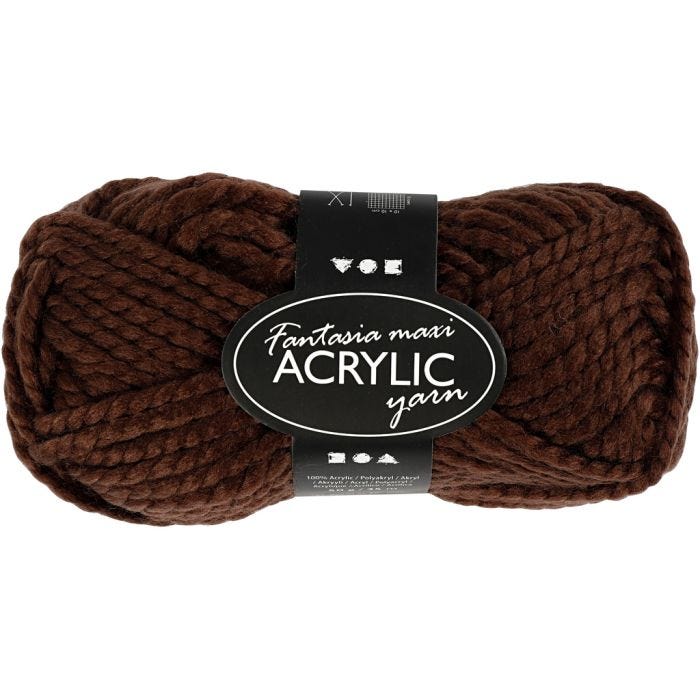Fantasia Lana Acrílica, L. 35 M, Maxi, marrón, 50 gr/ 1 bola