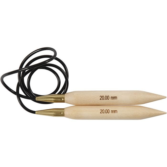 Aguja circular para tejer, L. 150 cm, medidas 20 mm, 1 ud