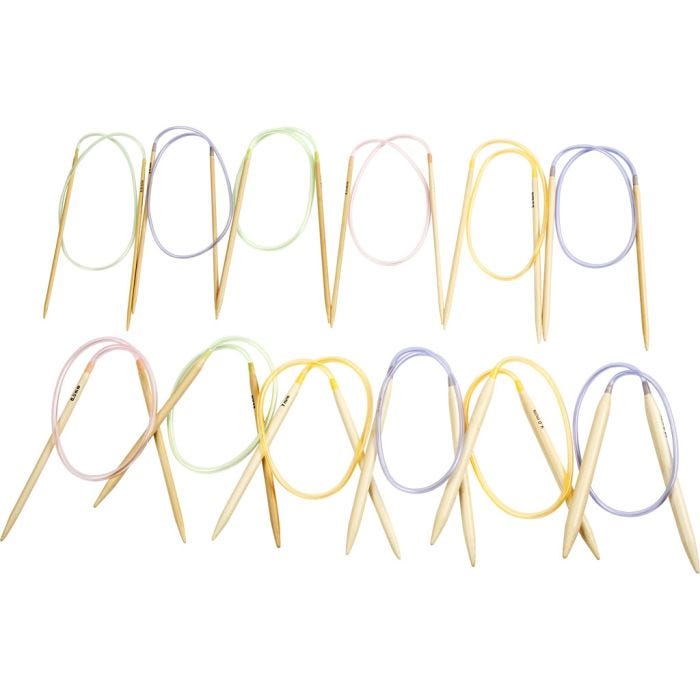 Aguja circular, L. 60-80 cm, medidas 3-10 mm, 12 ud/ 1 paquete