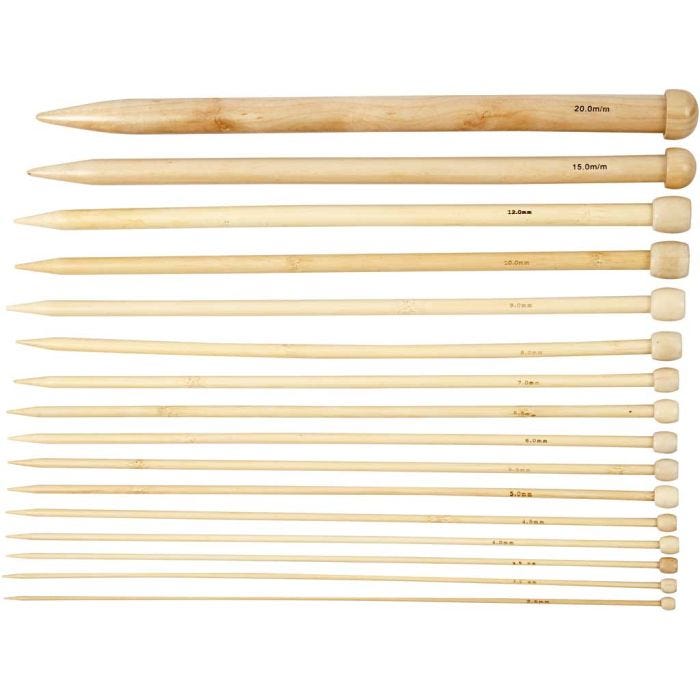 Agujas de tejer , L. 35 cm, medidas 2,5-20 mm, 16 par/ 1 paquete