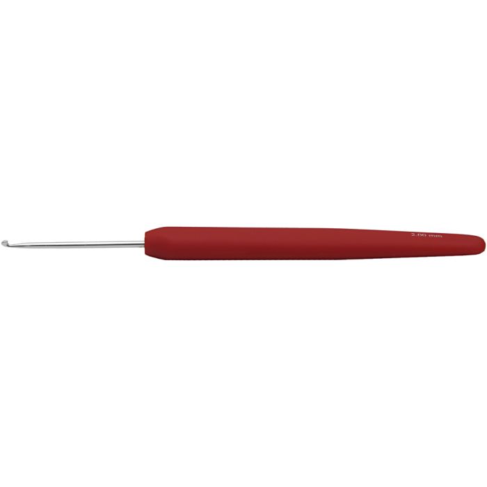 Gancho de crochet, medida 2, L. 13,3 cm, medidas 2 mm, rojo, 1 ud
