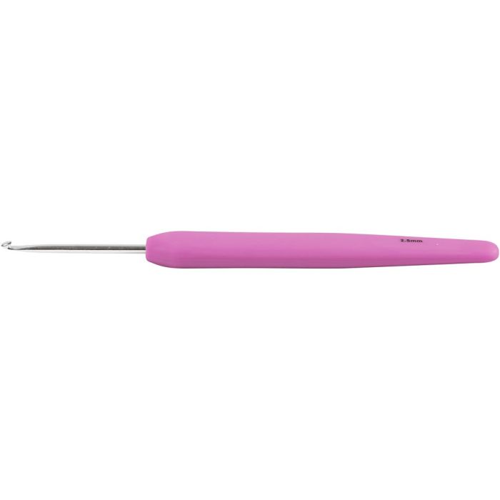 Gancho de crochet, 2,5, L. 13,3 cm, medidas 2,5 mm, rojo claro, 1 ud